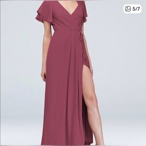 David's Bridal Chianti flutter sleeve georgette wrap dress size 14